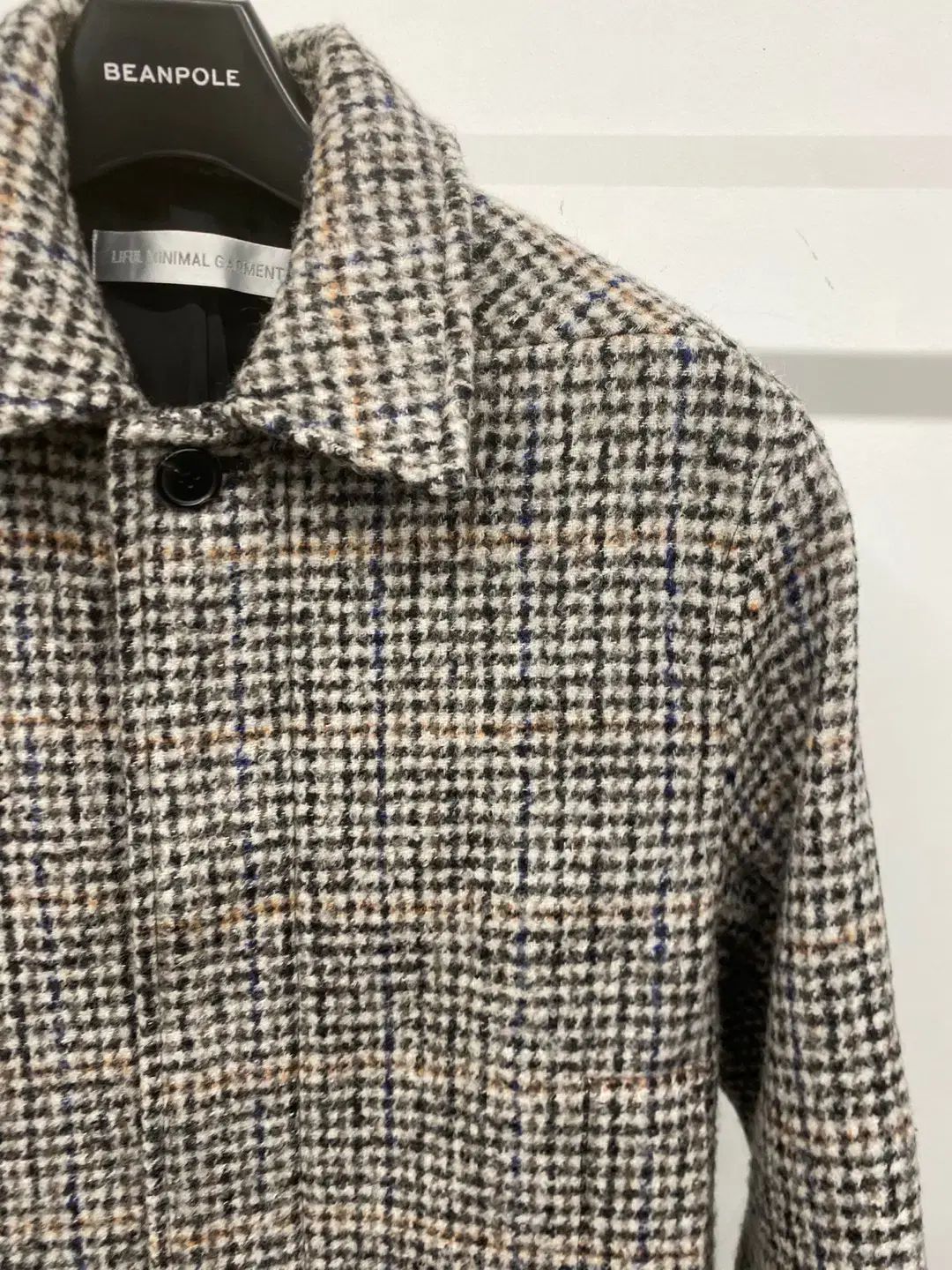 メンズ LIFUL バルマカーン ガンクラブ チェック ベージュ ウール ブレンド コート