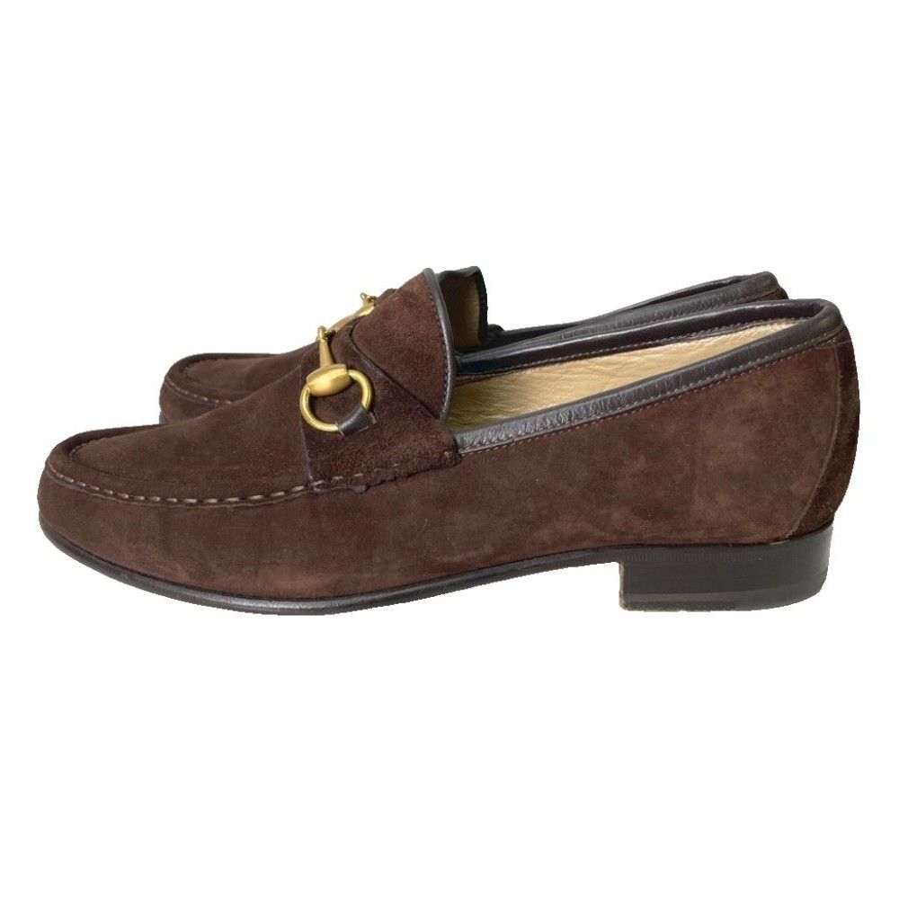 グッチ GUCCI ホースビットローファー スリッポン スエード シューズ 110 0009 39 5 E ダークブラウン AA