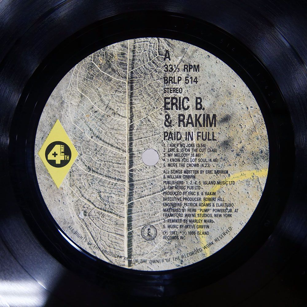レコード まとめ売り MAIN SOURCE ERIC B. & RAKIM 他 UK盤 ERIC B & RAKIM/PAID IN FULL/4TH & BROADWAY BRLP514 LP - メルカリ