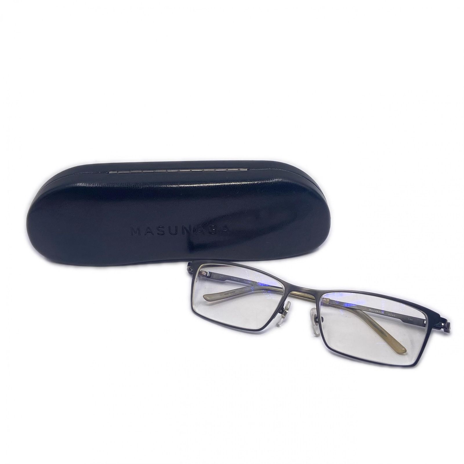 MASUNAGA 増永眼鏡 チタンフレーム 眼鏡 TITANIUM 3300 130メガネ ユニセックス ブラック 
