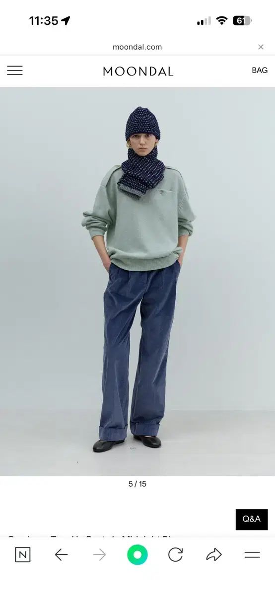 ムンダル MOONDAL コーデュロイ パンツ ミッドナイト ブルー