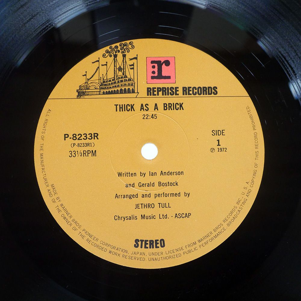 盤 JETHRO TULL THICK AS A BRICK REPRISE P 8233 R LP 洋楽 レコード CD DVD ブルーレイ