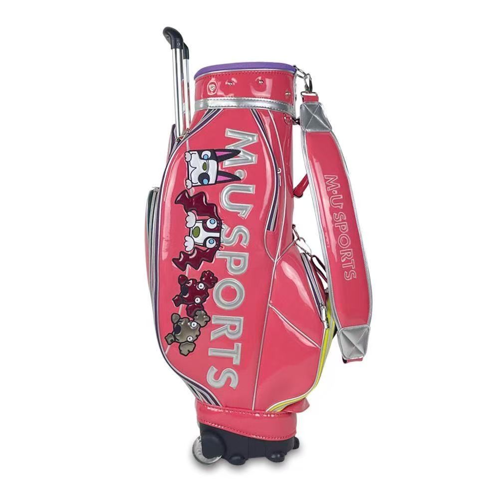 MU sports プルロッド式ゴルフバッグ クリスタル素材 防水軽量