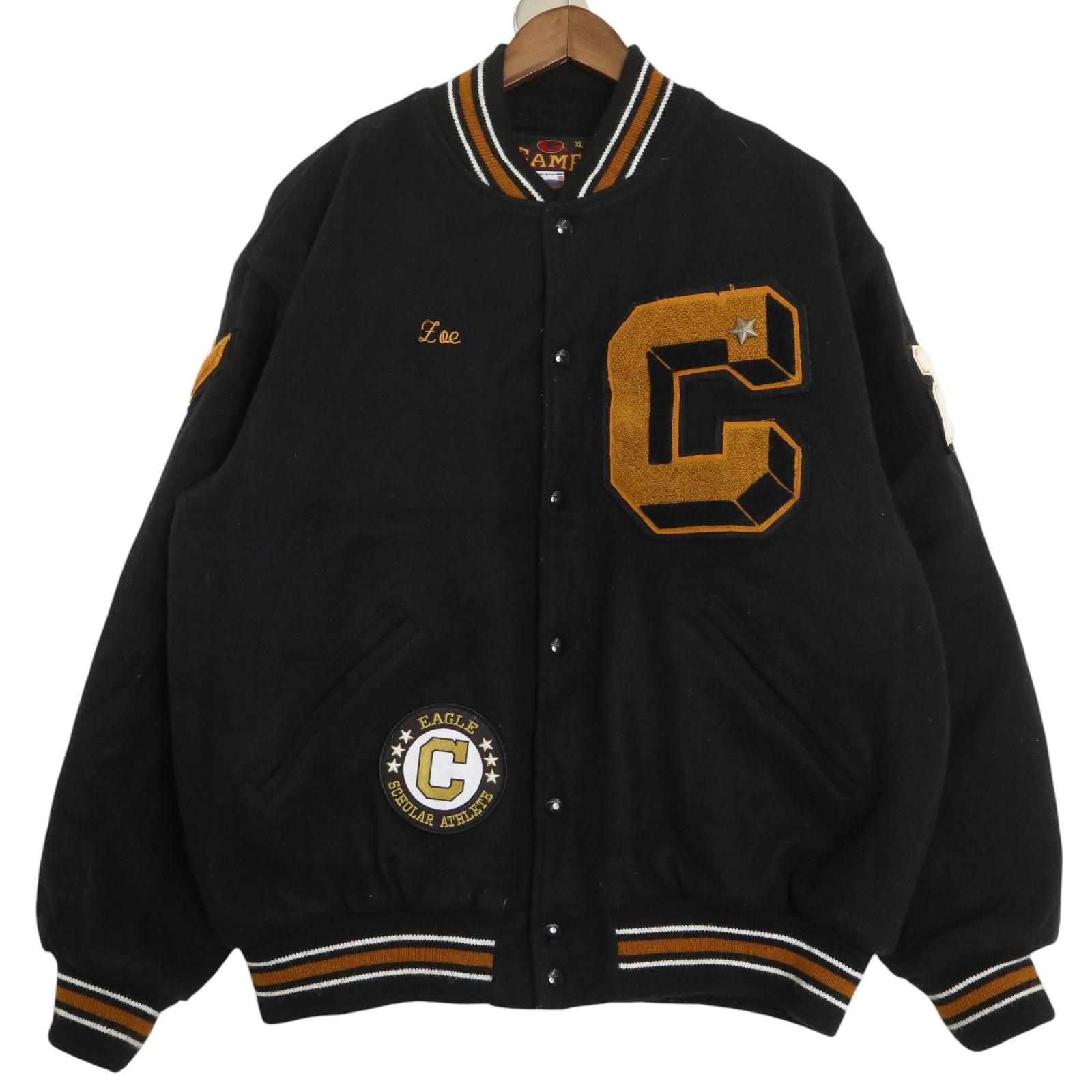 90年代 USA製 GAME ウールスタジアムジャケット カレッジ ブラック (メンズ XL)  古着 A3126