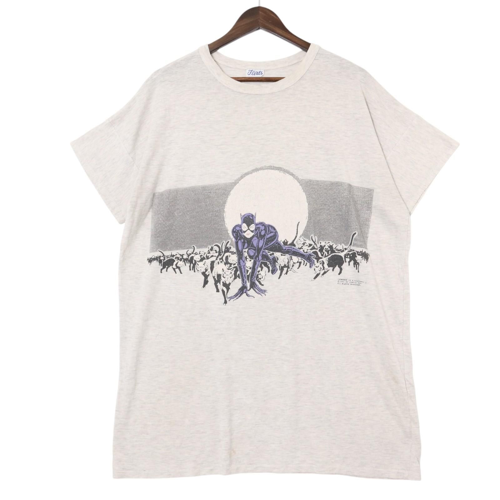 90年代 DCコミック キャットウーマン 半袖Ｔシャツ キャラクター ホワイト メンズ L相当 古着 A 4813