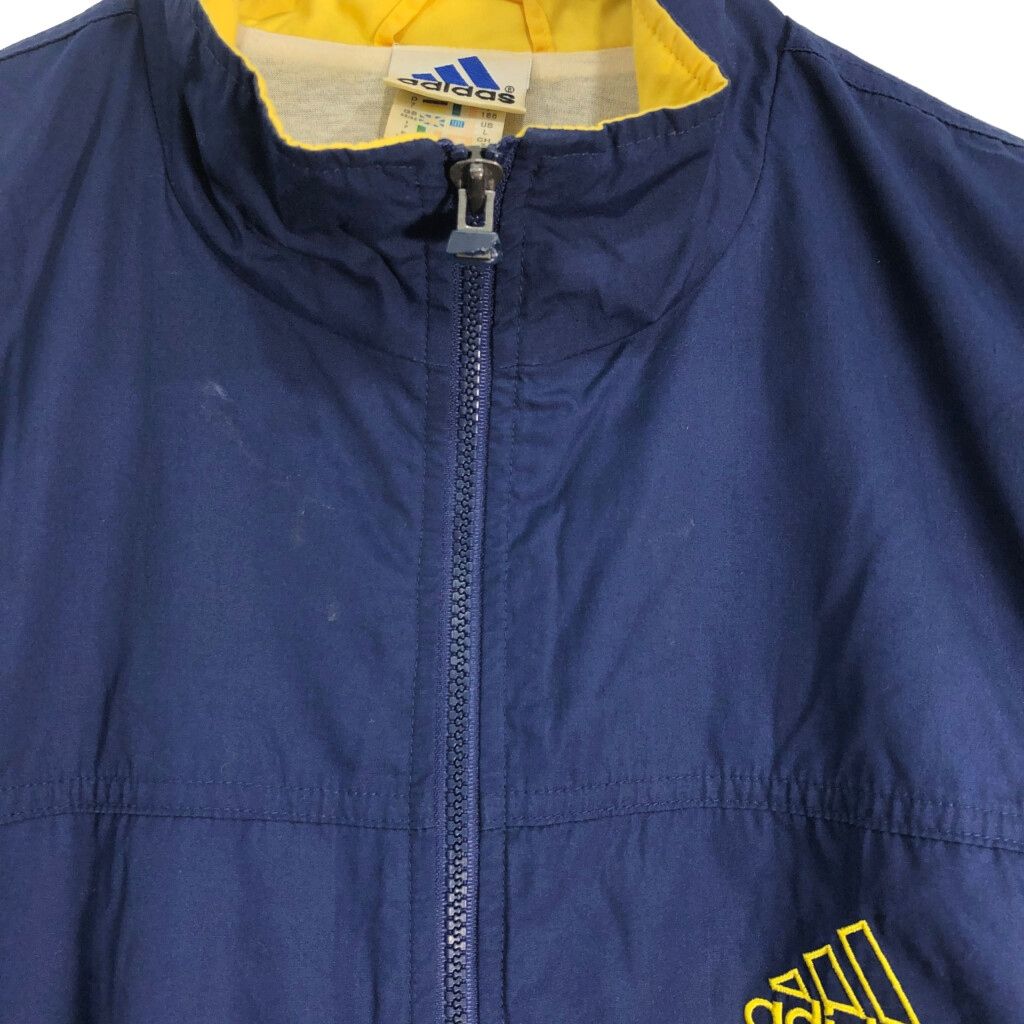 90年代 adidas アディダス ロゴ刺繍 トラックジャケット ネイビー