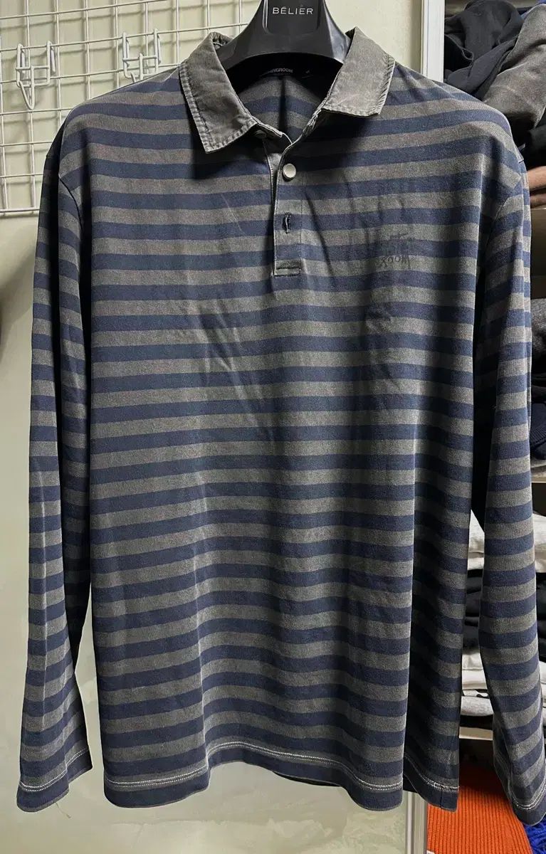 ハッチングルーム VTG ストライプ ポロシャツ タイダイブルー 5