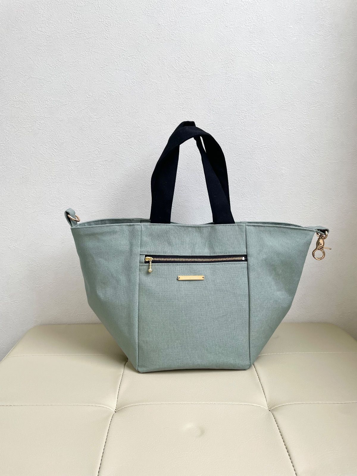  2 FaceBag セージグリーン×ダルメシアングレー トートバッグ バッグ