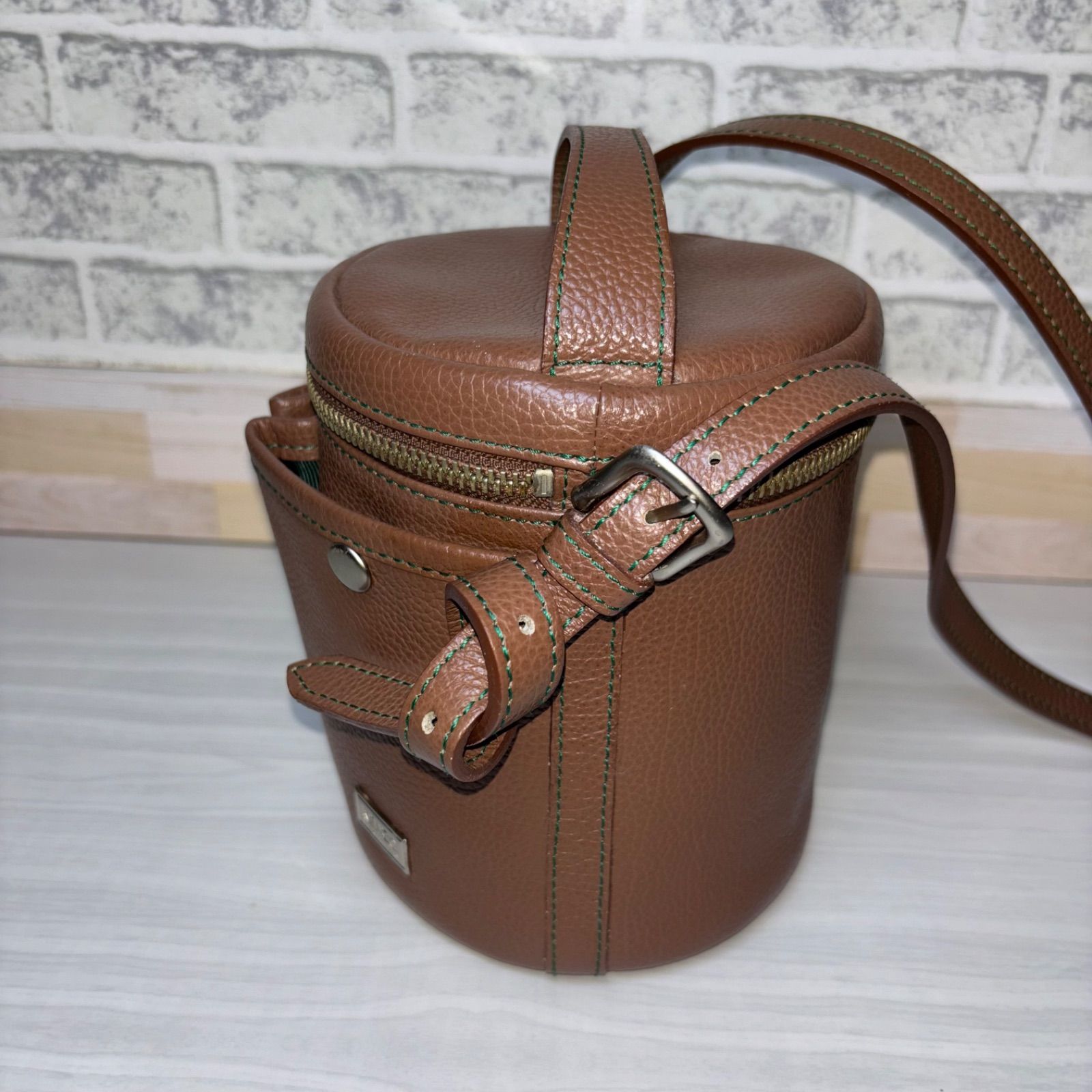 KENZO ケンゾー ダブルポケット バケツ型 筒型 ミニショルダー シボ革