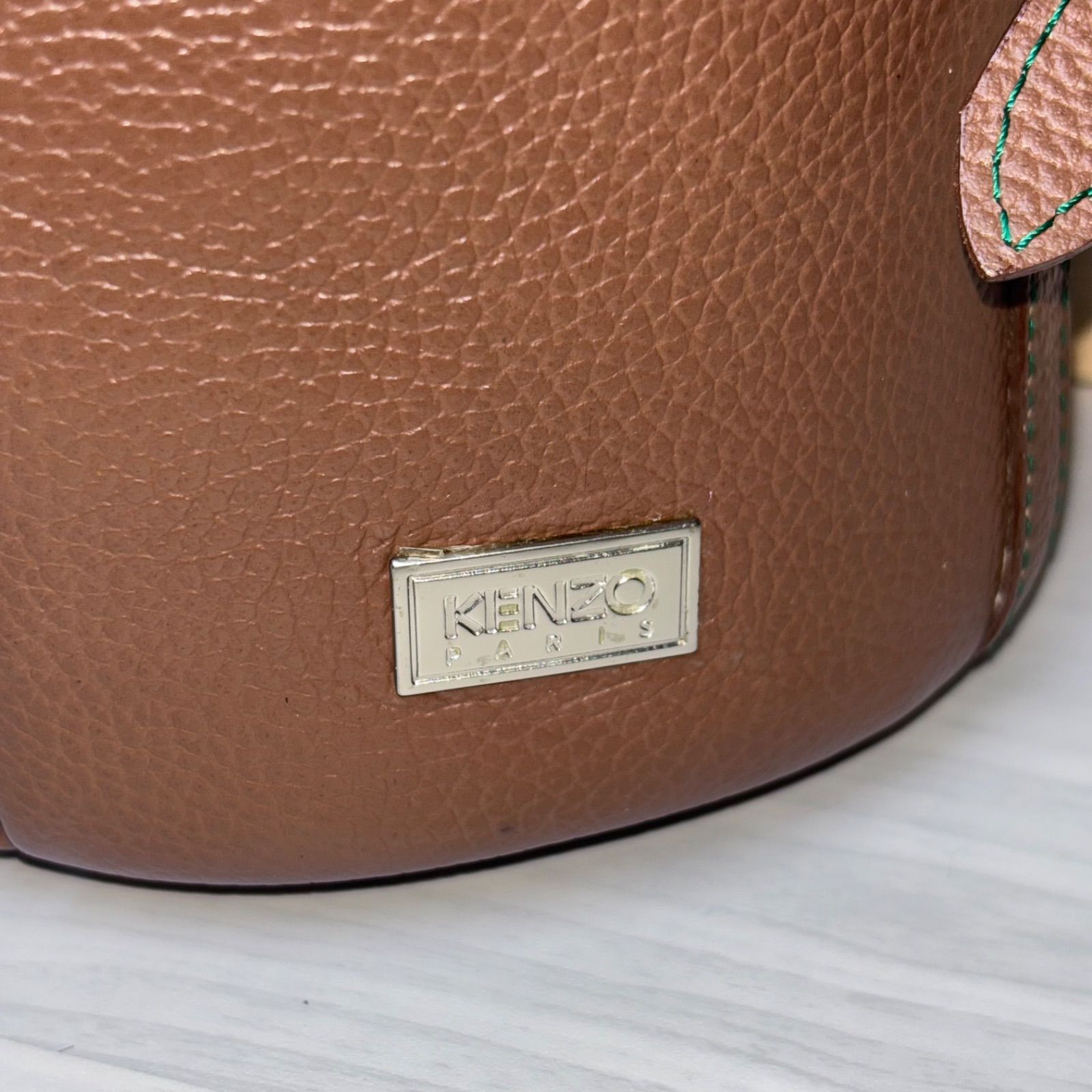 KENZO ケンゾー ダブルポケット バケツ型 筒型 ミニショルダー シボ革