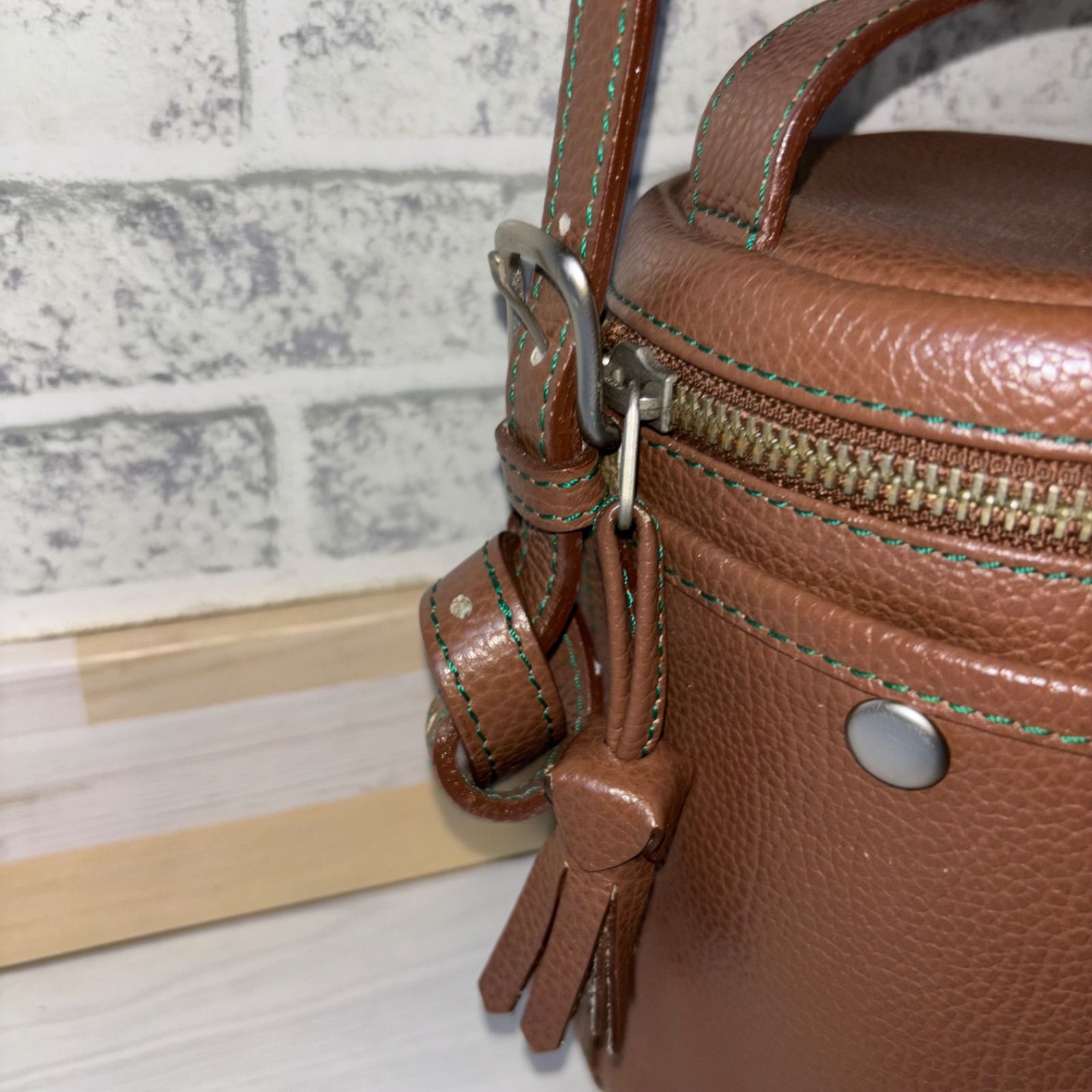 KENZO ケンゾー ダブルポケット バケツ型 筒型 ミニショルダー シボ革