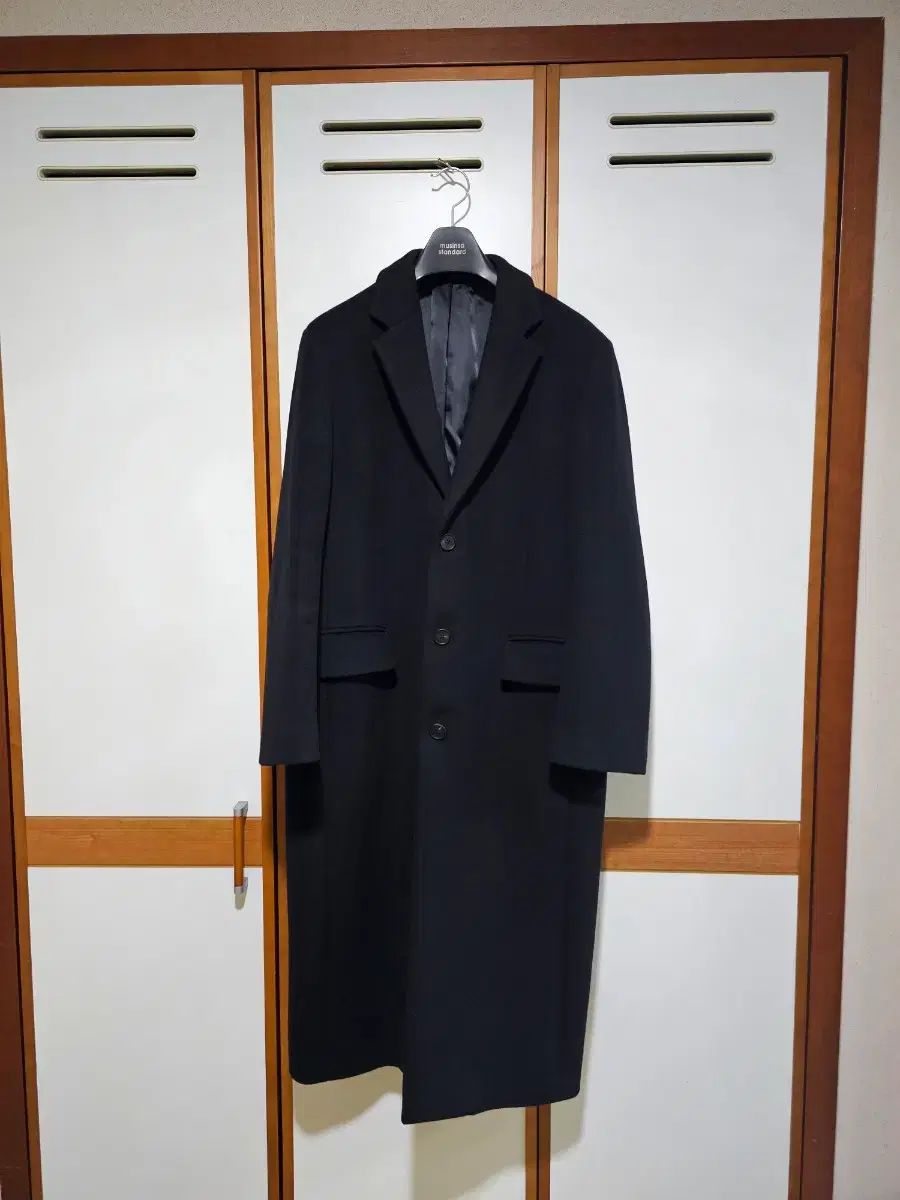 ムシンサ カシミア ブレンド Daddy ショール シングル ロング コート ブラック L