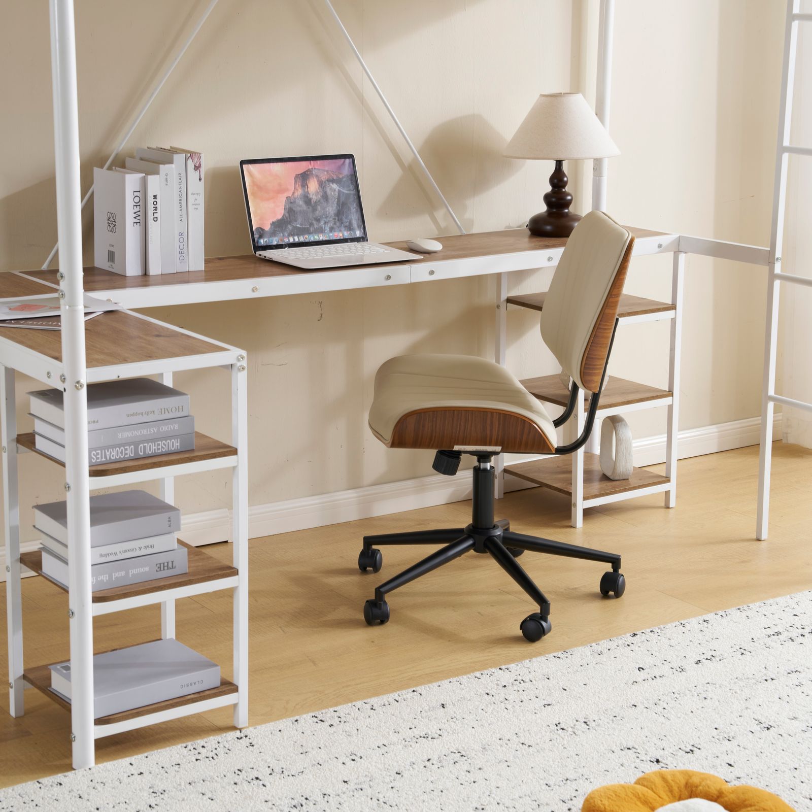 ロフトベッド パイプベッド シングル デスク付き 収納棚 ハシゴ付 左右入替可能 数量限定セール」 ロフトベッド パイプベッド シングル デスク付き