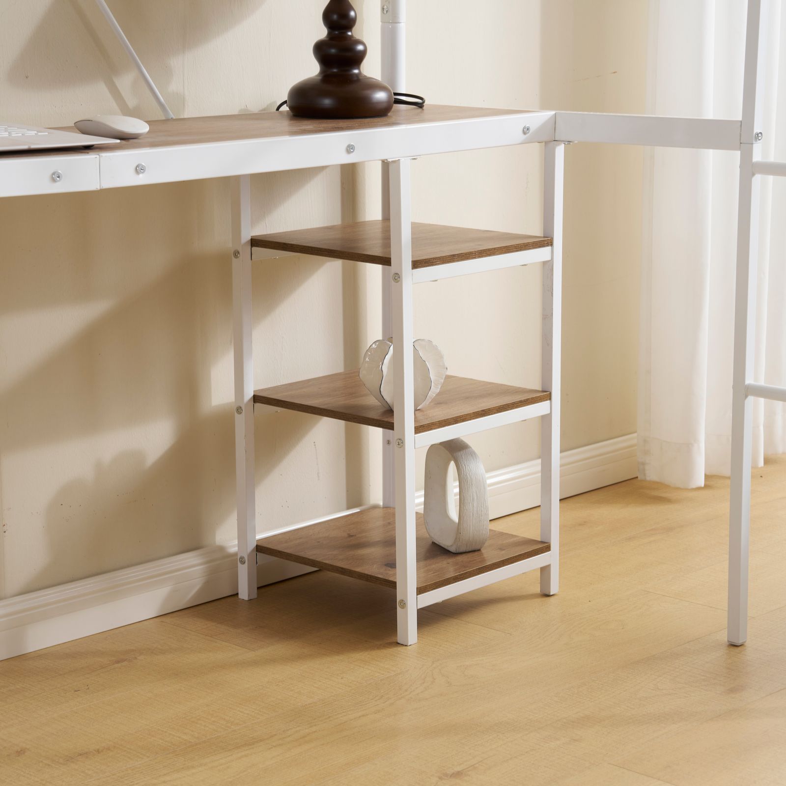 数量限定セール」 ロフトベッド パイプベッド シングル デスク付き