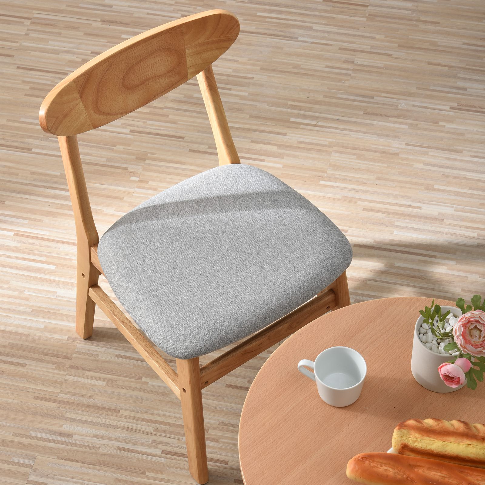 ナチュラル＋グレー】ダイニングチェア いす 木製 おしゃれ イス