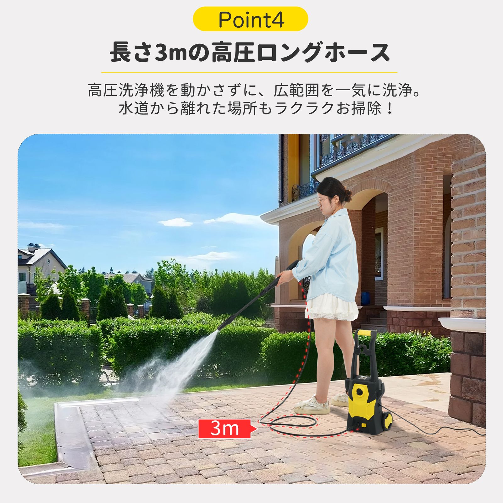 高圧洗浄機 圧倒的な洗浄力 許容圧力：14MPa 吐出水量：5.5L/min 東西