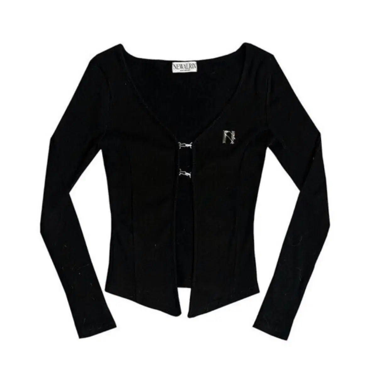 ニューアルリン エンブレム フック カーディガン ブラック