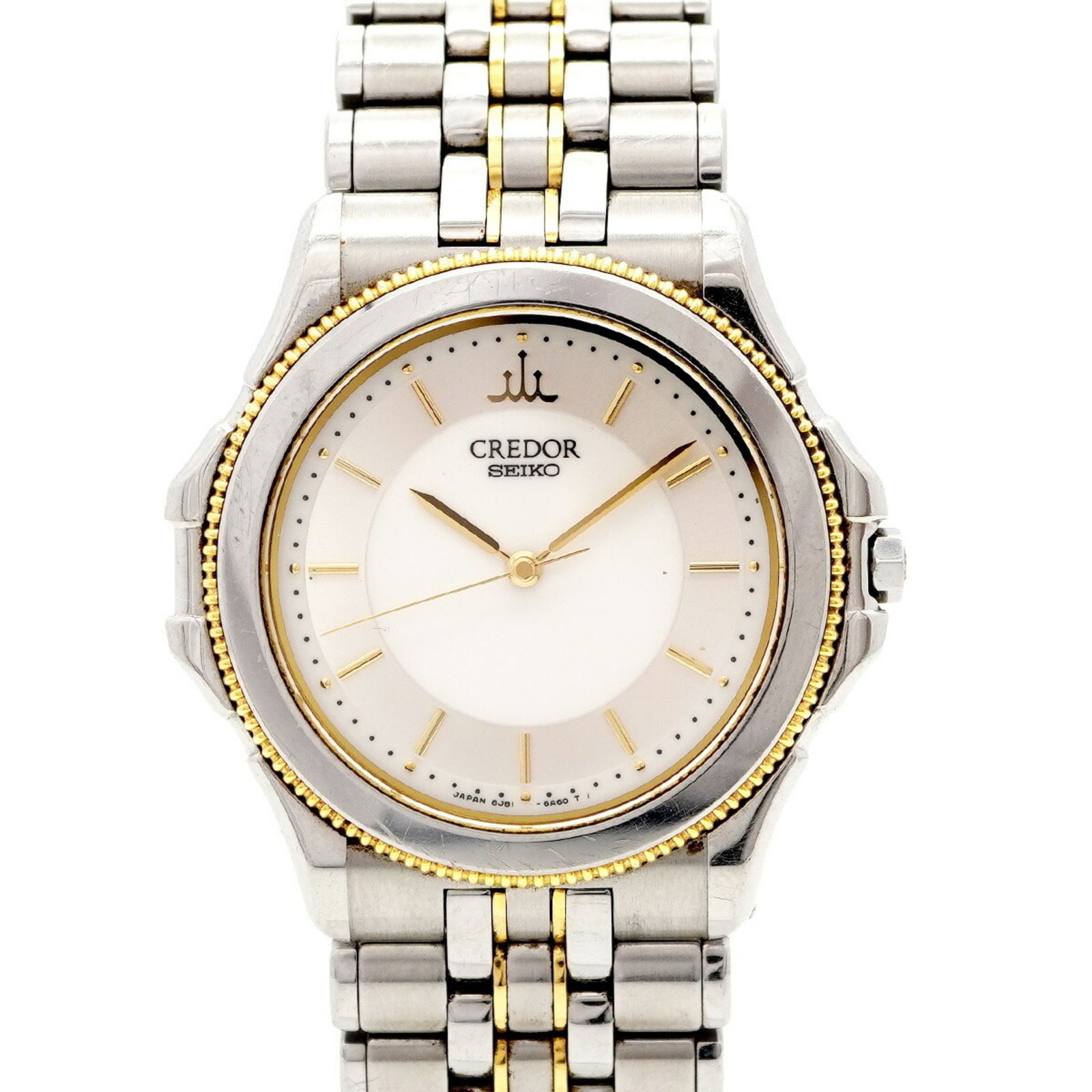 セイコー クレドール 8 J 81-6 A 20 シルバー文字盤腕時計 メンズ