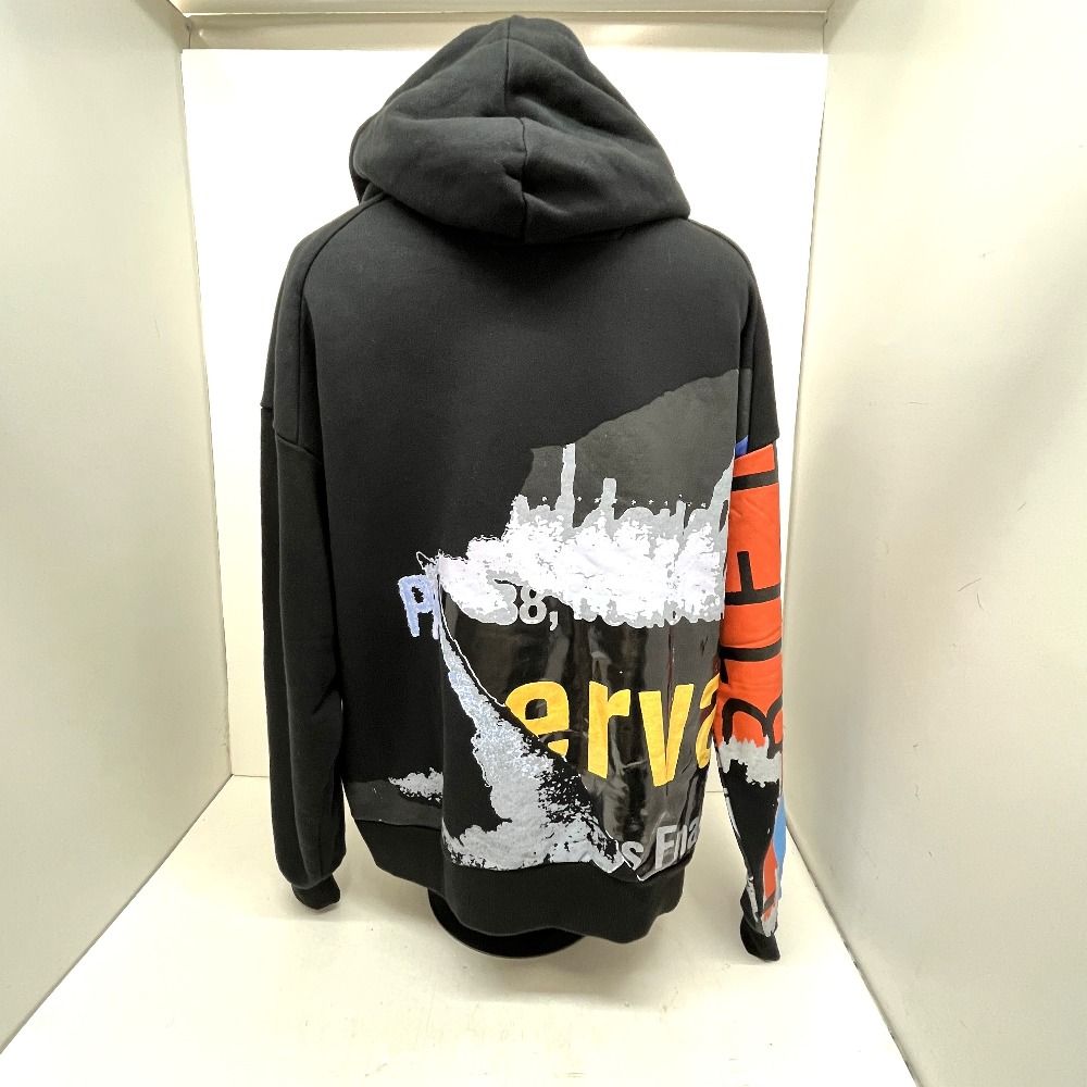 06 w 15803 JUUN.J ジュンジー プリント 刺繍 スウェット パーカー ブラック サイズ44 品