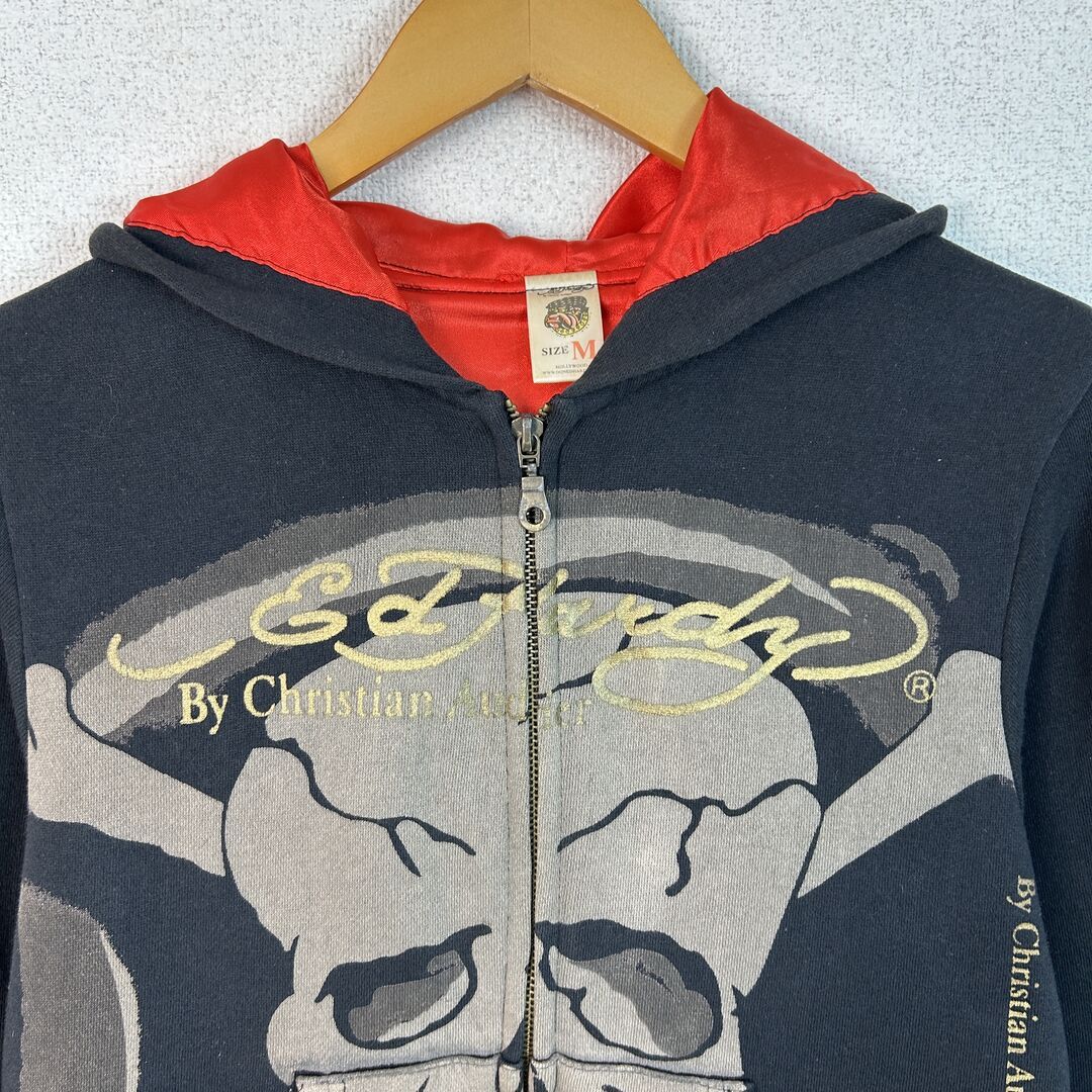 Ed Hardy エドハーディー ジップアップパーカー スカルプリント 総柄