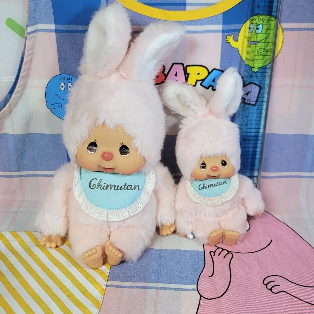 チムタン ぬいぐるみ ピンク うさぎ 耳 2個 ヴィンテージ モンチッチ 