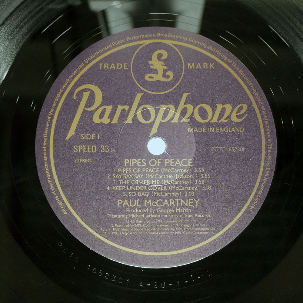英 UK盤 PAUL MCCARTNEY/PIPES OF PEACE/PARLOPHONE PCTC1652301 LP