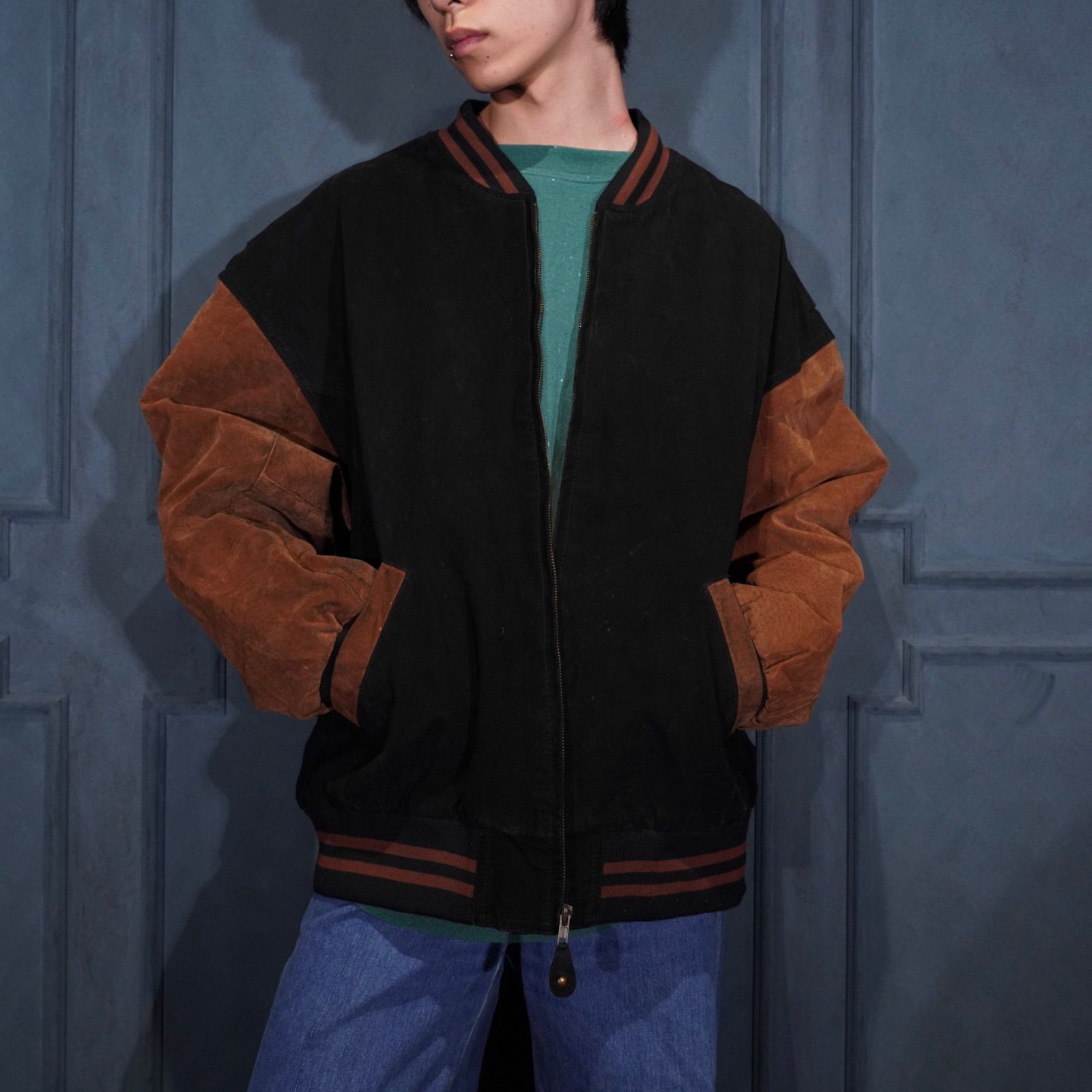 USA VINTAGE C·I·T·Y STREETS Casual Collection 2 TONE DESIGN LEATHER ZIP UP BLOUSON アメリカ古着2トーンデザインレザージップアップブルゾン