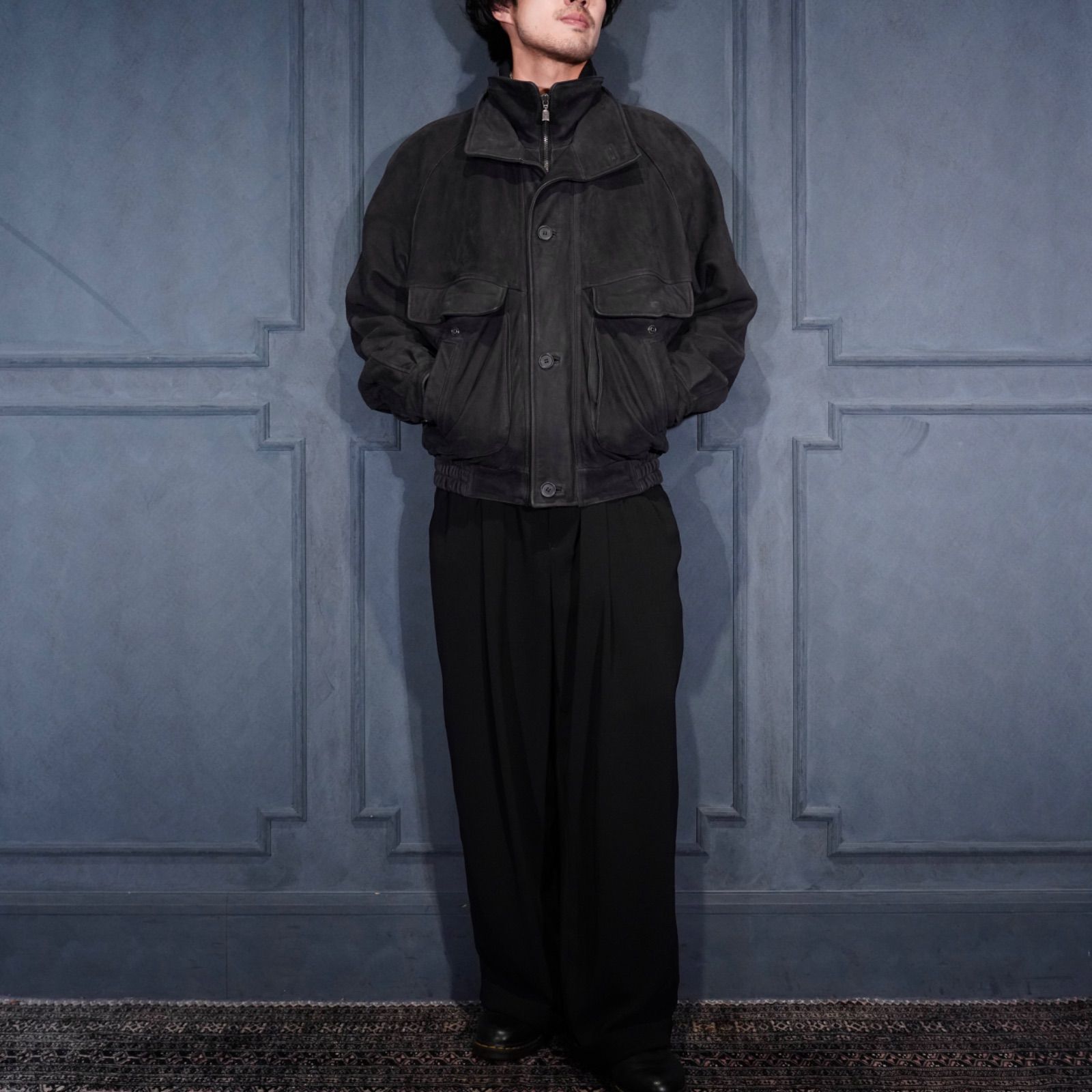 EU VINTAGE DEVRED HIGH NECK DESIGN LEATHER JACKET ヨーロッパ古着ハイネックデザインレザージャケット