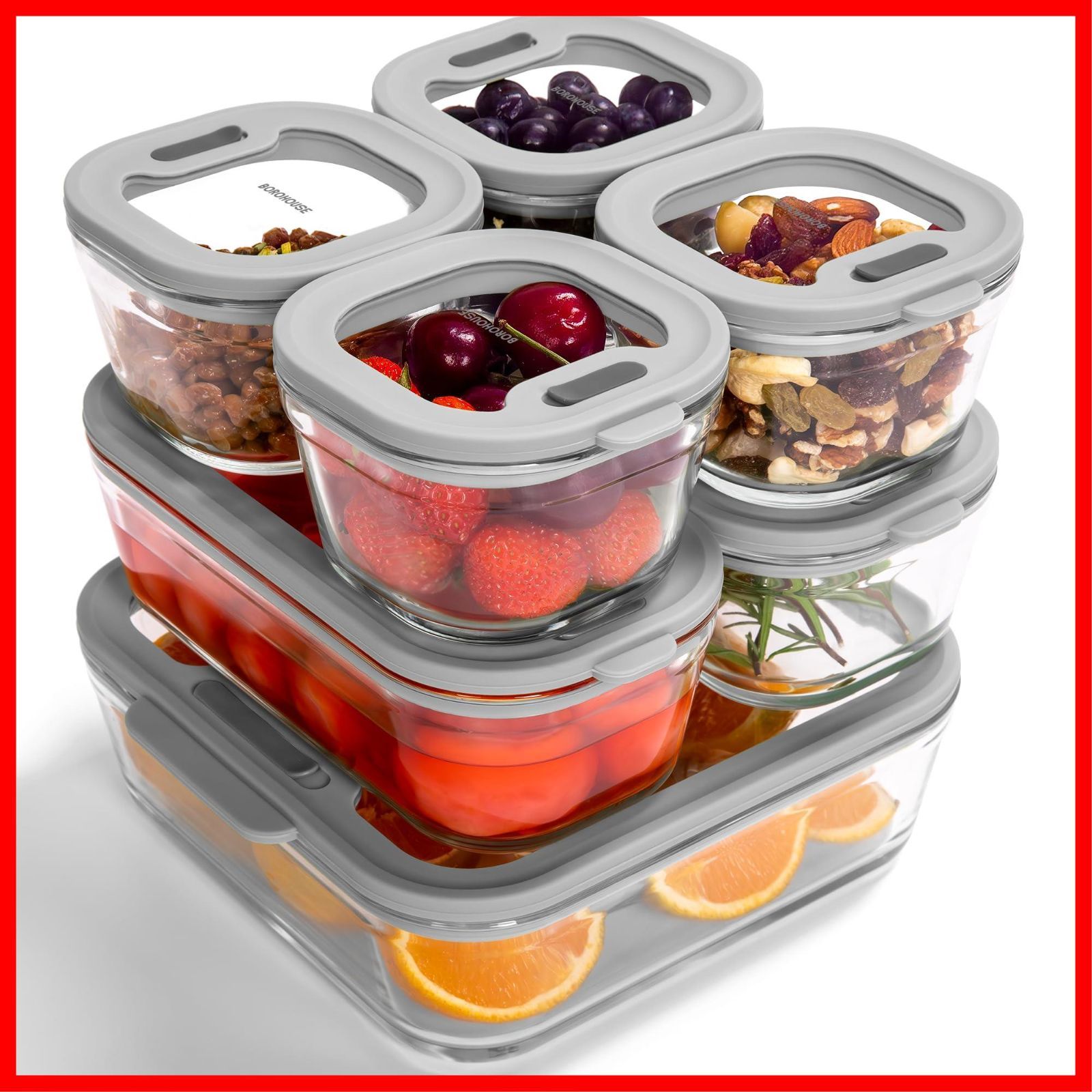 7点セット 240 ml 4 560 2 1370 1 電子レンジ オーブン 冷凍対応 シリコン蓋 密閉容器 保存容器 液漏れ防止 離乳食 作り置き 耐熱ガラス 食器 収納 グレー