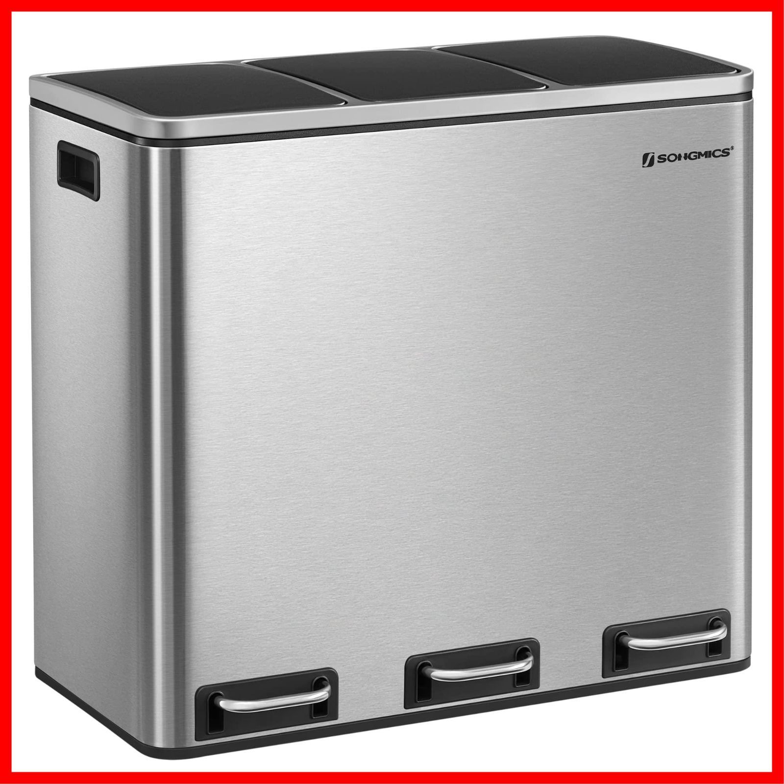 ゴミ箱 ダストボックス ペダル式 3分別 L インナーバケット三つ ステンレス 密閉 音無し おしゃれ 横型 室内 キチン ベランダ 蓋付き LTB 54 NL