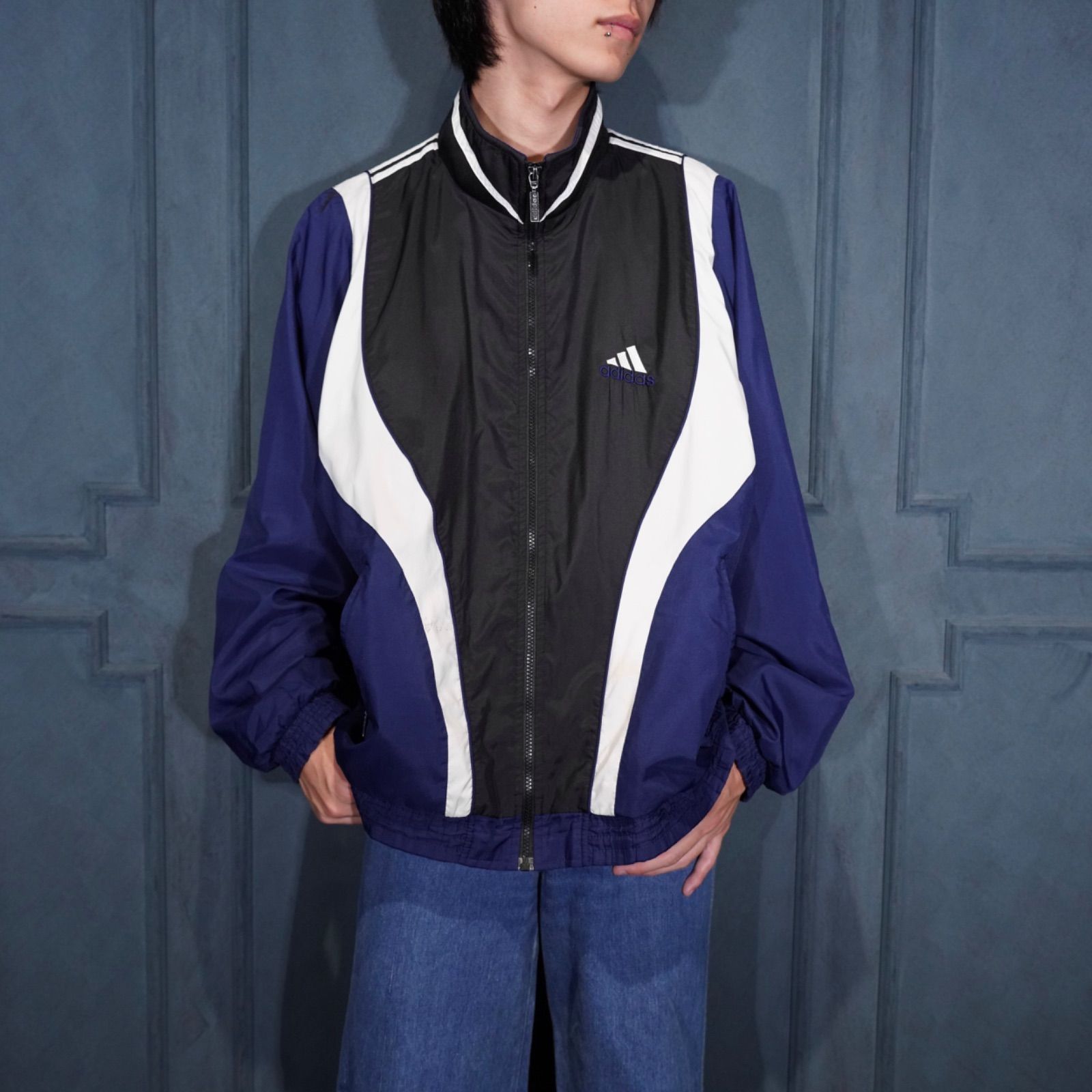 USA VINTAGE adidas LOGO EMBROIDERY DESIGN TRACK JACKET アメリカ古着アディダスロゴ刺繍デザイントラックジャケット