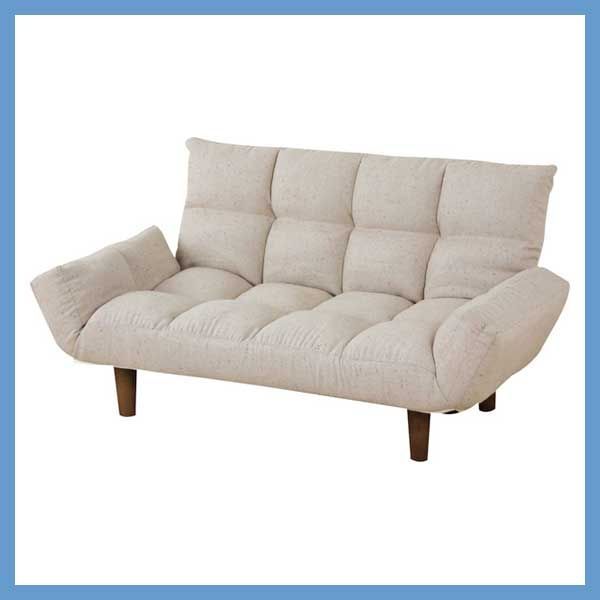 ファブリックカウチソファ 6段階リクライニング機能 折りたたみ W 115 D 55 67 H 59 50 SH 26 14 cm ロータイプ使用 No 19 ベージュ