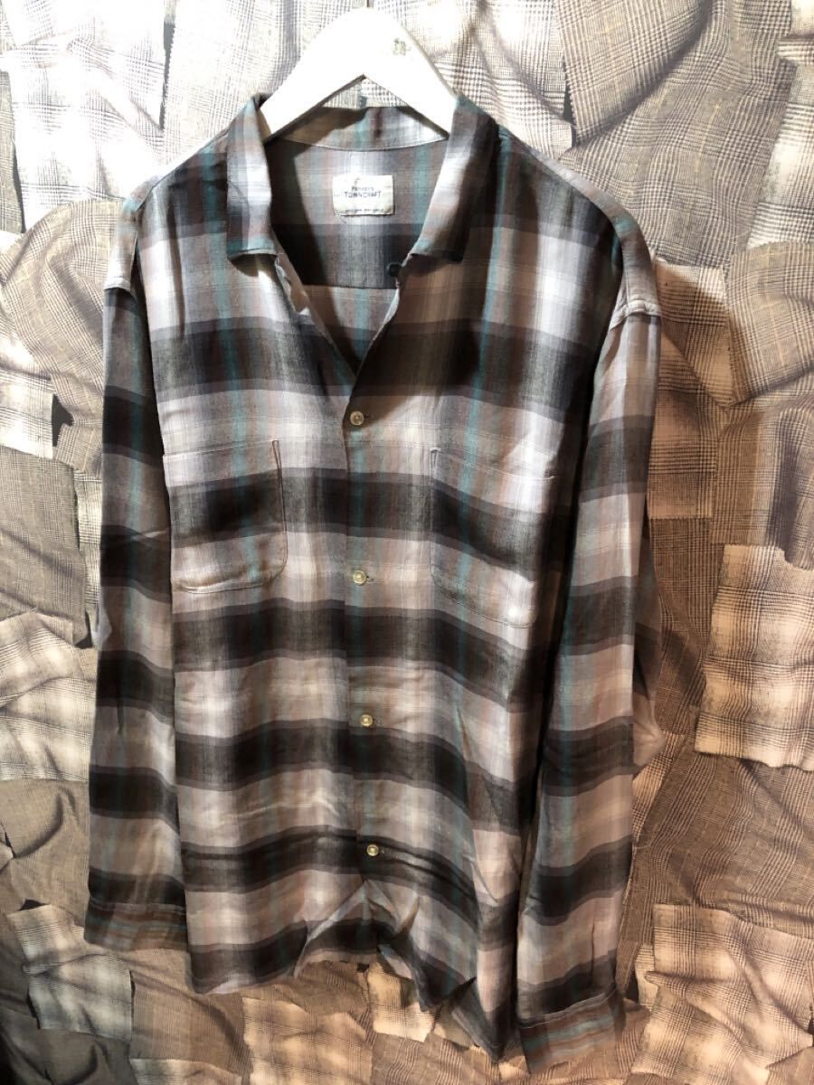 福岡 定価約25000円 PENNY S ペニーズ タウンクラフト レーヨンシャツ オンブレシャツ 復刻 25 SS Lサイズ グレー グリーン