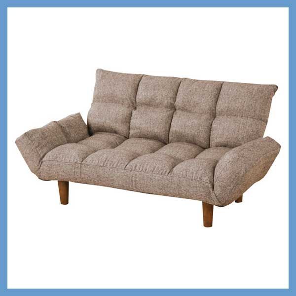 ファブリックカウチソファ 6段階リクライニング機能 折りたたみ W 115×D 55-67×H 59 50×SH 26 14 cm ロータイプ使用 No.19 ブラウン