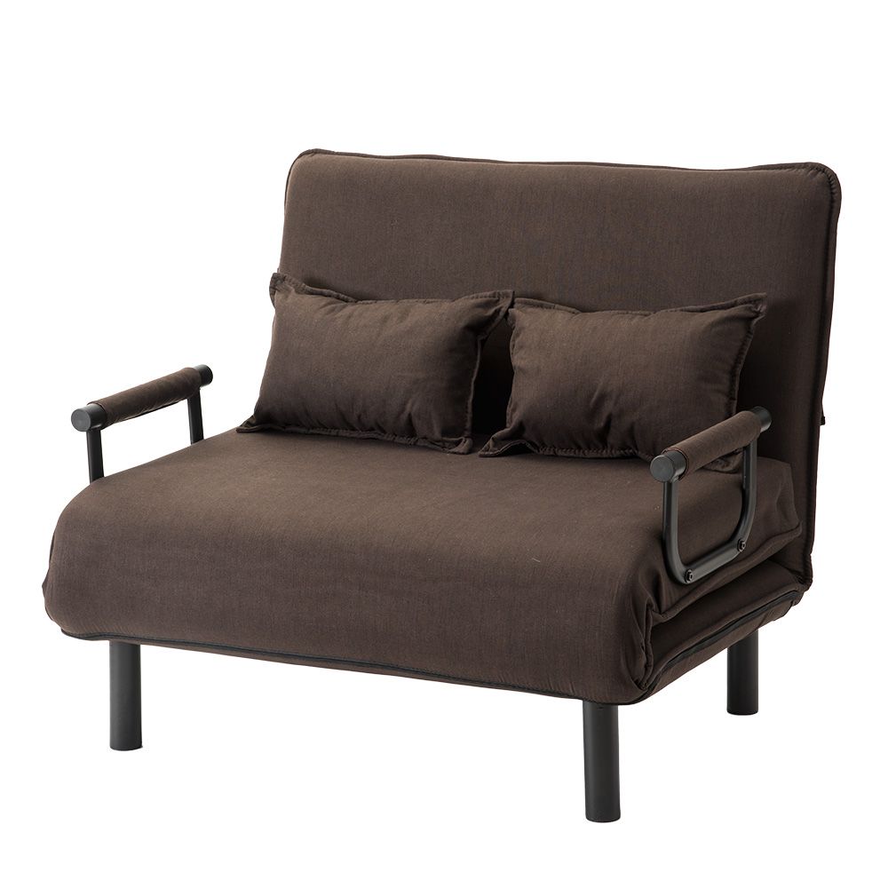 ダークブラウン 折りたたみソファー ソファベッド 2人掛け 省スペース 硬め
