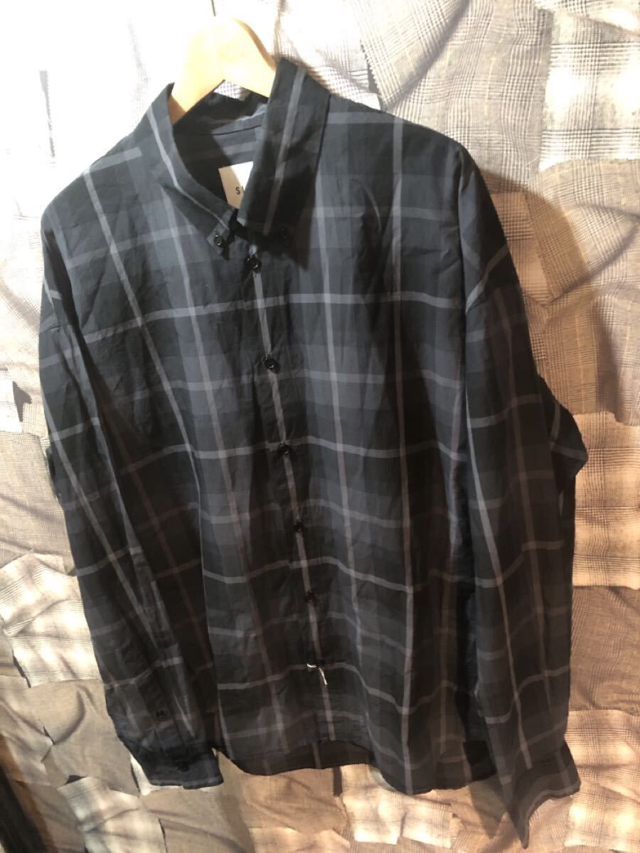 福岡 SISE ボタンダウンシャツ シセ SA-SH-03 サイズ1 グレー ブラック コットン FK
