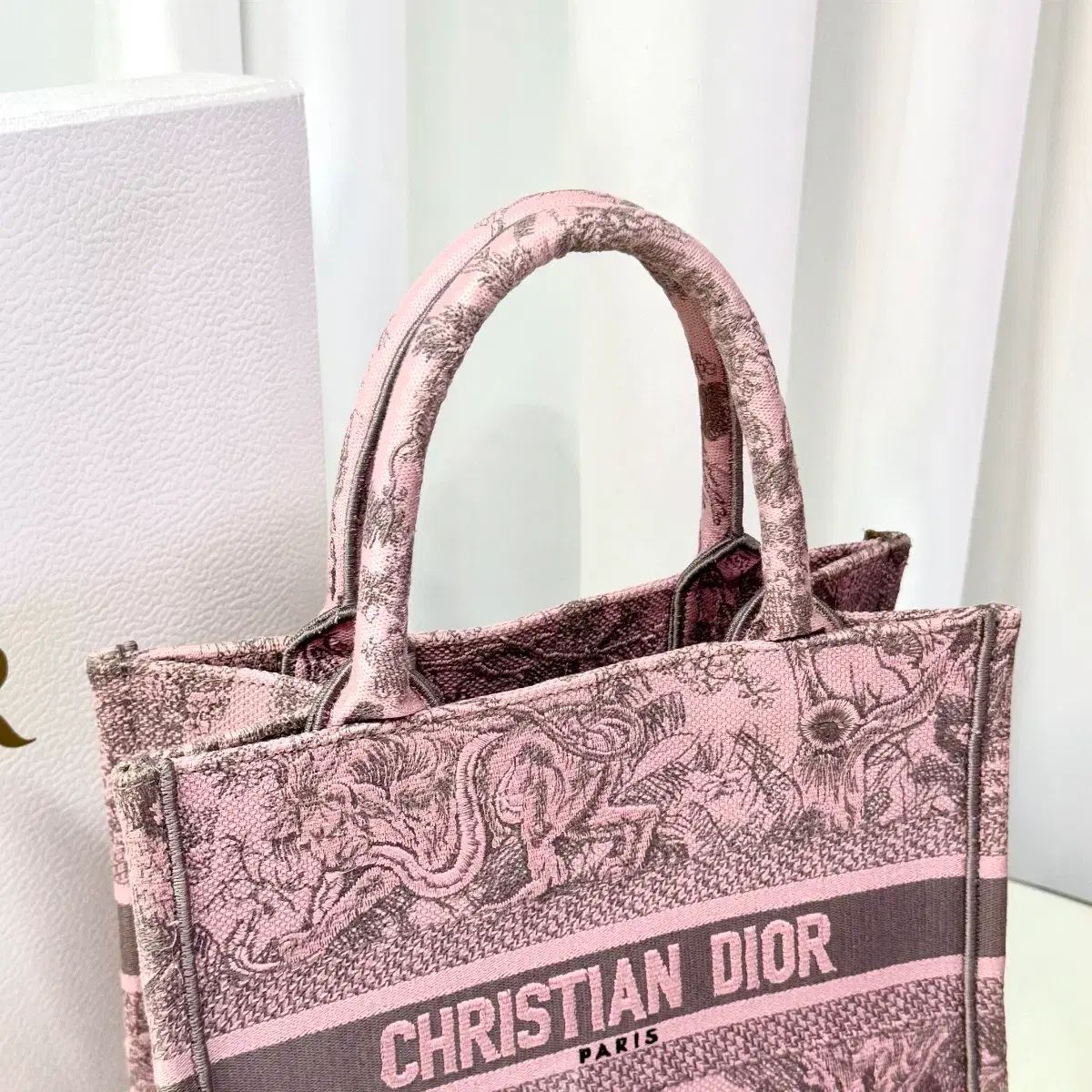 ディオール トワルドゥジュイ ブックトートバッグ スモール ピンク