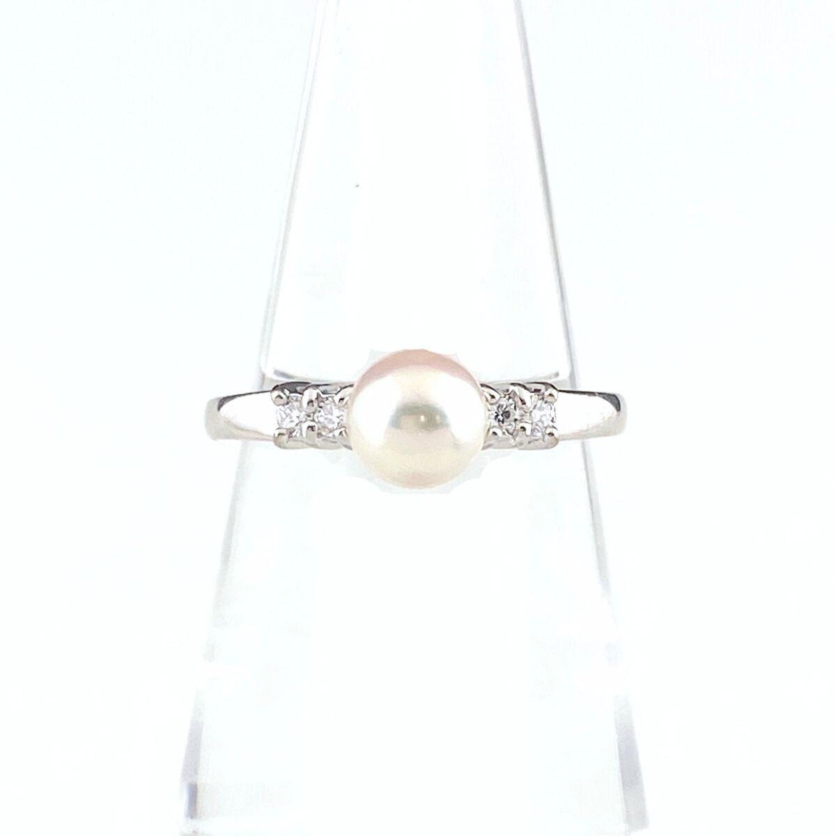 ミキモト パール デザインリング 指輪 真珠 メレダイヤ リング 9号 K 18 ダイヤモンド レディース