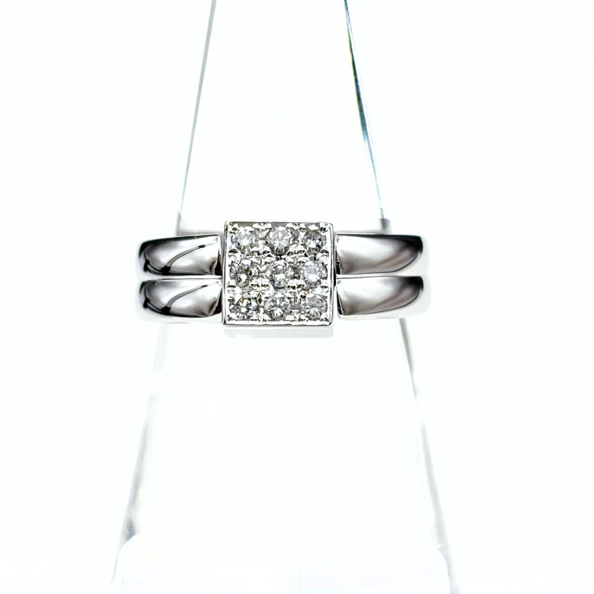 トルマリン デザインリング WG ホワイトゴールド 指輪 メレダイヤ リング 14号 Pt900 ダイヤモンド レディース