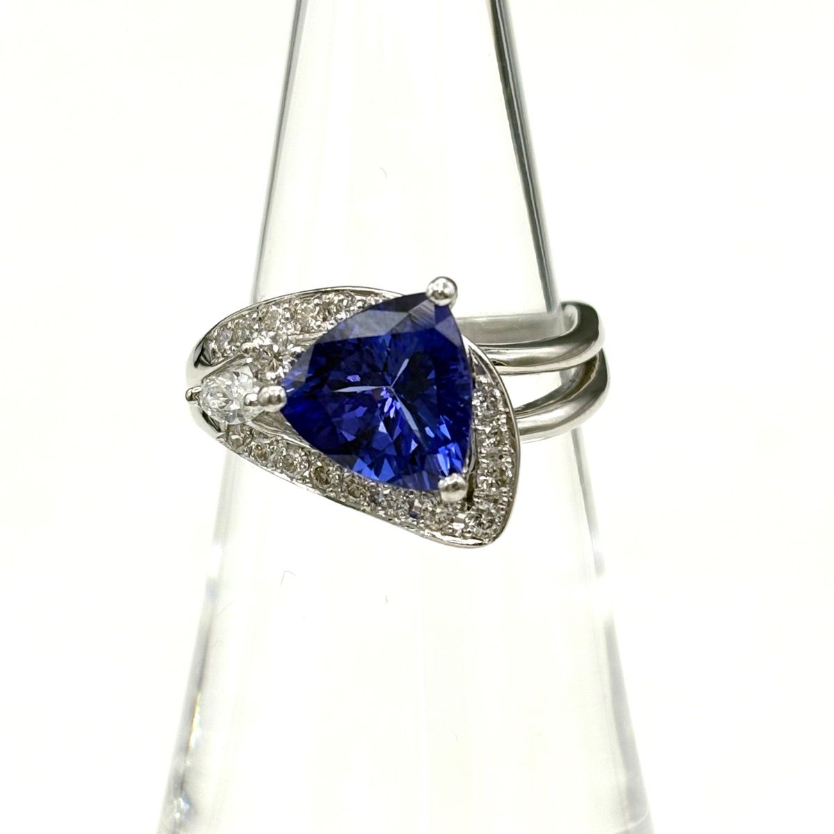 タンザナイト デザインリング プラチナ 指輪 メレダイヤ リング 11号 Pt 900 ダイヤモンド レディース