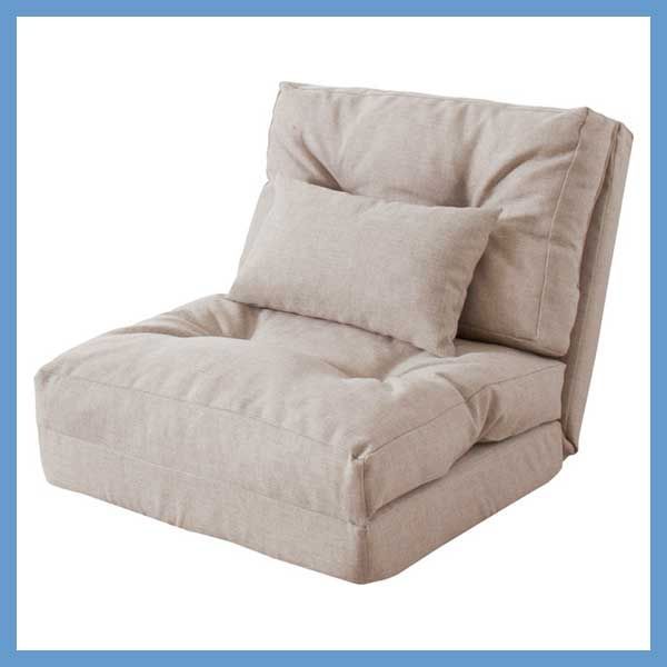 3 wayファブリックソファベッド 14段階リクライニング機能 W 60 D 66 197 H 55 SH 26 cm クッション付き No 29 ベージュ