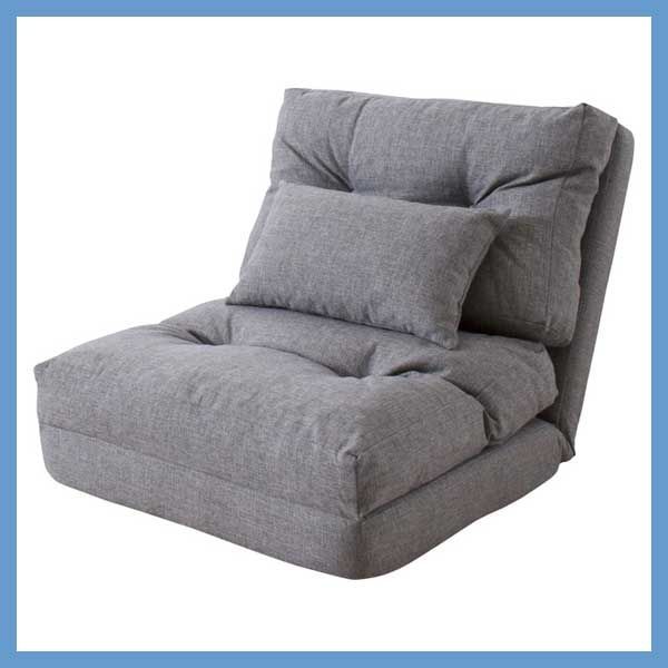 3 wayファブリックソファベッド 14段階リクライニング機能 W 60×D 66-197×H 55×SH 26 cm クッション付き No.29 グレー