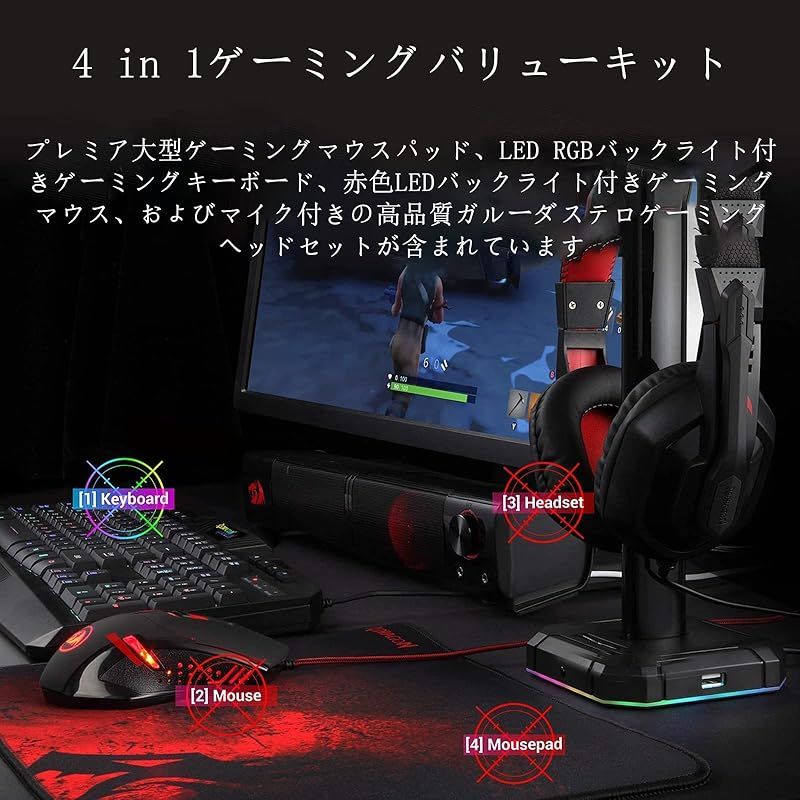 Redragon S101ゲーミングキーボード ゲーミングマウス マウスパッド