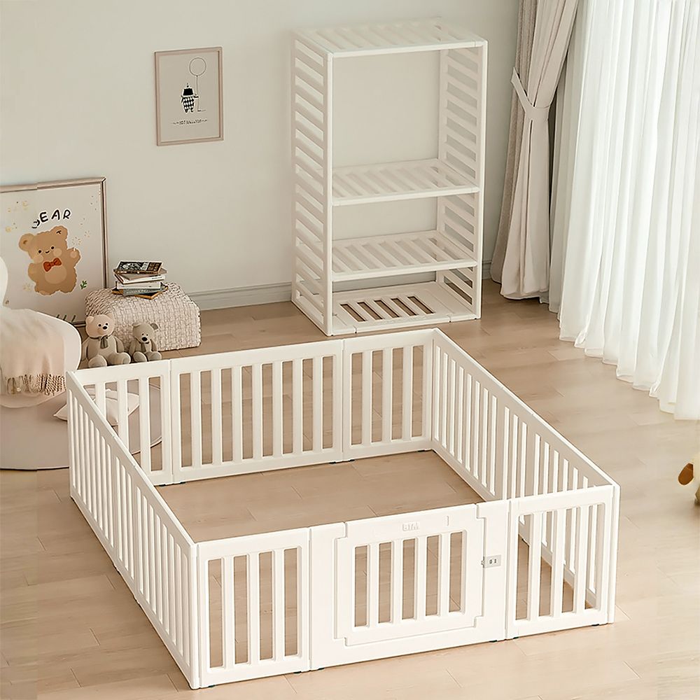 ベビーサークル 内径180 200 cm 変形 収納棚へ変身 扉付き ベビーゲート ベビーフェンス プレイヤード 簡単組立 柵 キッズ