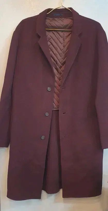 ZIOZIA ワイン色 メンズ カシミア ブレンディング ハンドメイド コート 105