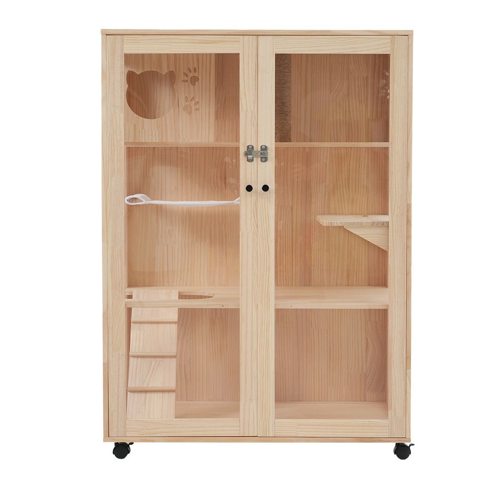 数量 猫 ケージ キャットケージハンモック付き 木製 猫 3段 感 ワイド 多頭飼い ペットケージ 猫ゲージ 大型 隠れ家 キャスター付き 多段 留守番 保護 脱走防止 幅広い 据え置き ペット用品 猫用品 おしゃれ