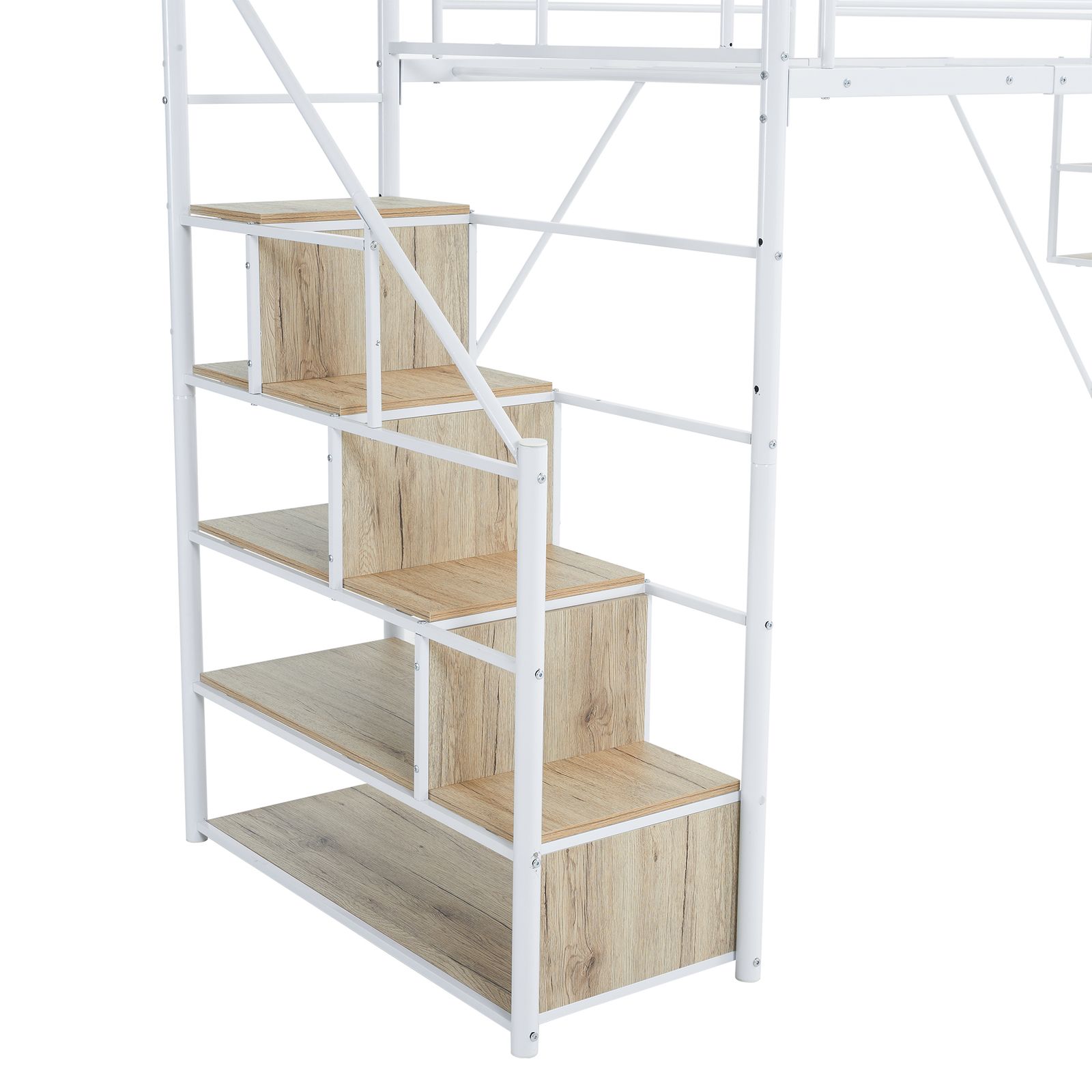 数量限定セール」 新作 ホワイト ロフトベッド 片側手すり付き 収納