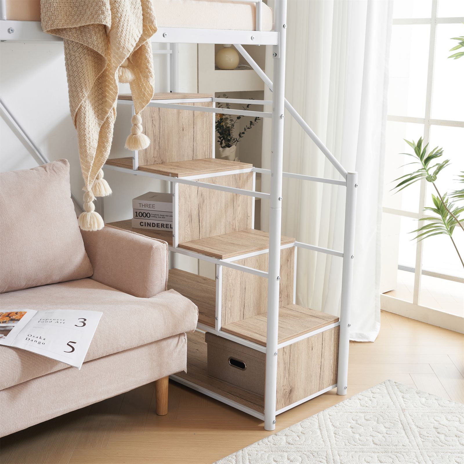 新作 ホワイト　ロフトベッド 片側手すり付き 収納付き パイプベッド シングルベ Amazon｜ホワイトロフトベッド 片側手すり付き 収納付き パイプベッド