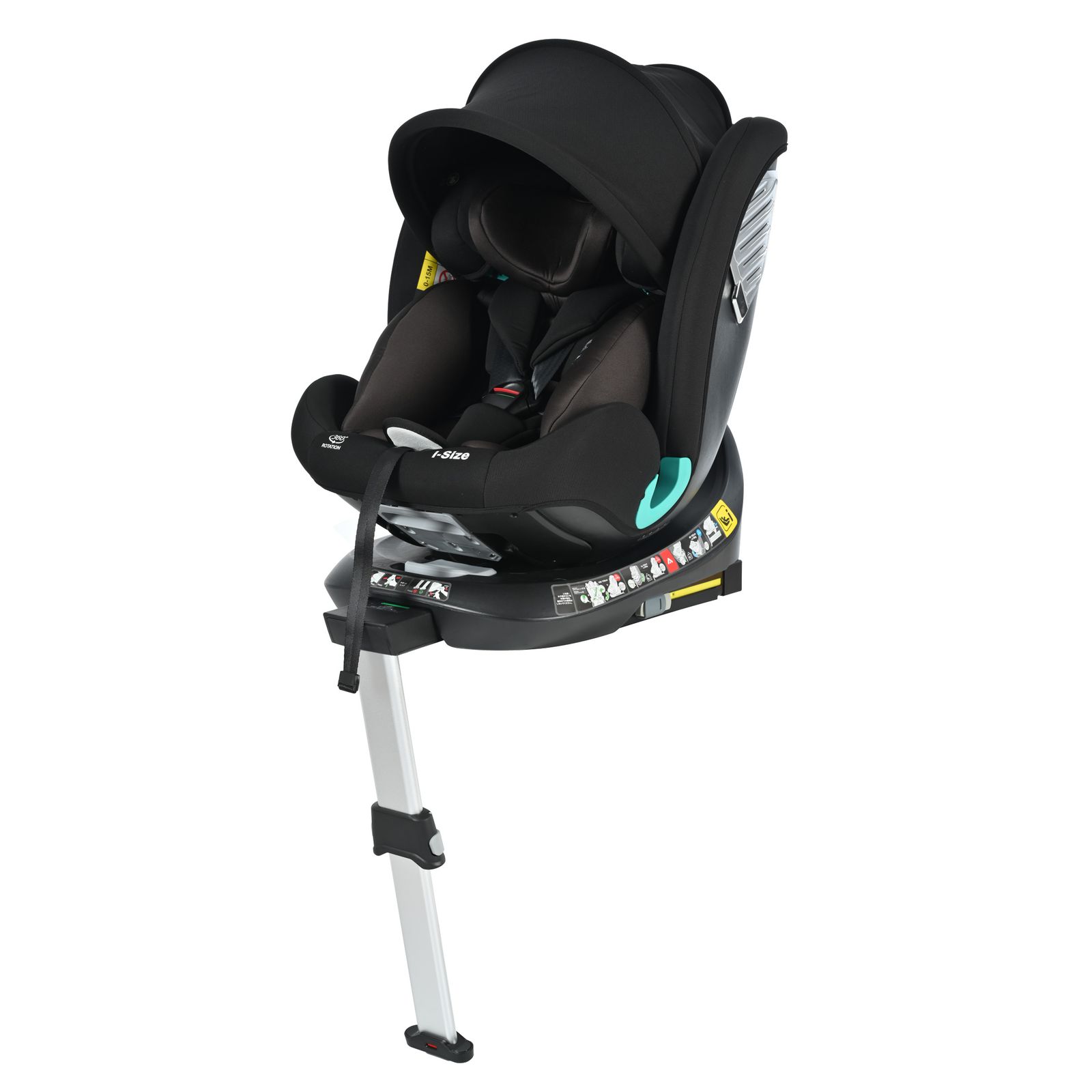 数量 サーポットレッグ チャイルドシート 新生児 ISOFIX 0歳～12歳 360度回転式 40～150 cm ジュニアシート 調節 洗える キャノピー付き ベビーシート 出産祝い 車 ブラック ブラワン