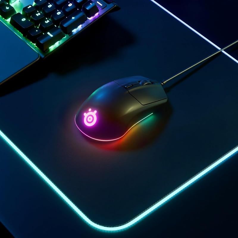 SteelSeries USB ゲーミングマウス 有線 軽量 低遅延 メカニカルスイッチ 3ゾーンRGBイルミネーション Rival 3 0